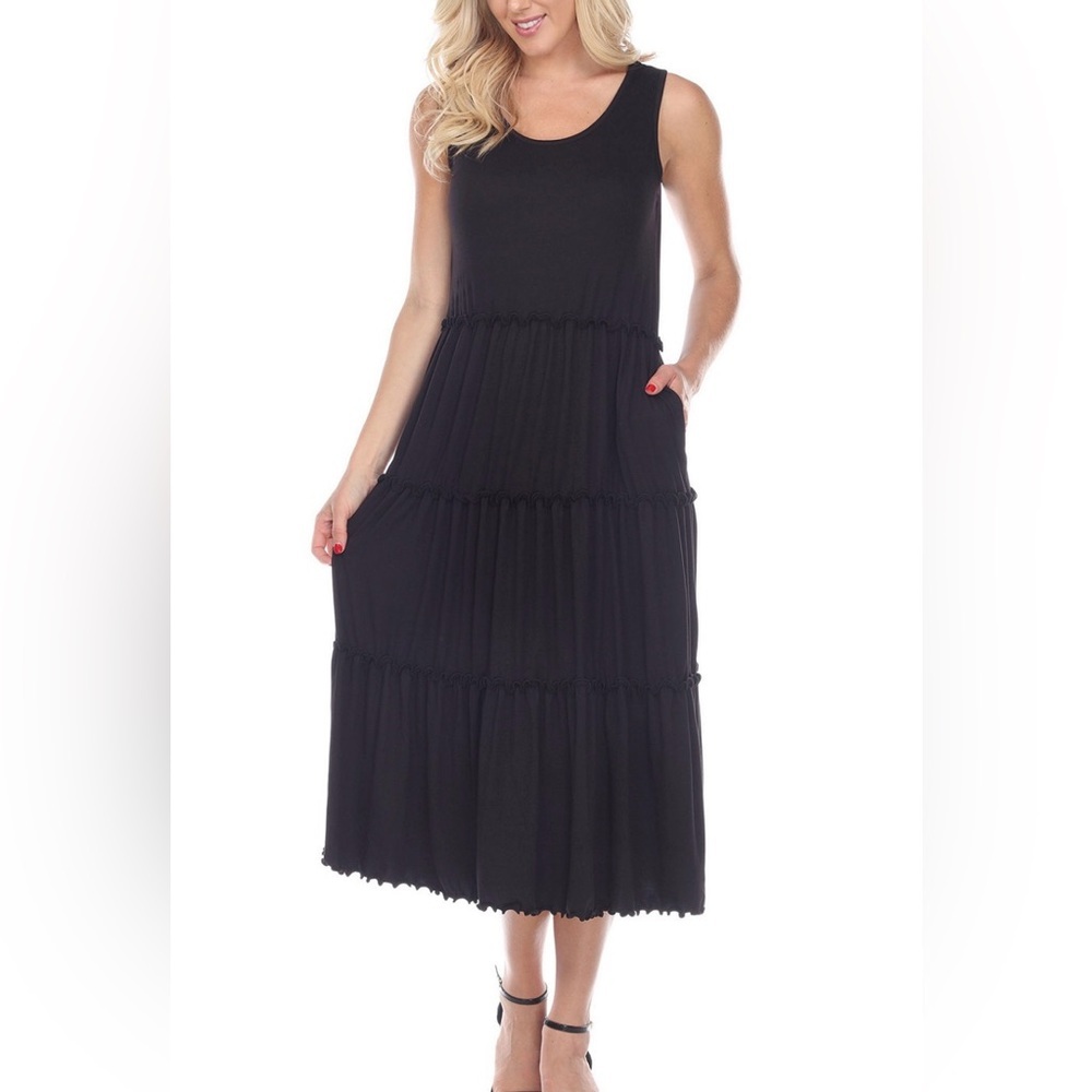 NWT White Mark Sleeveless Black Tiered Midi/Maxi Dress Size Medium